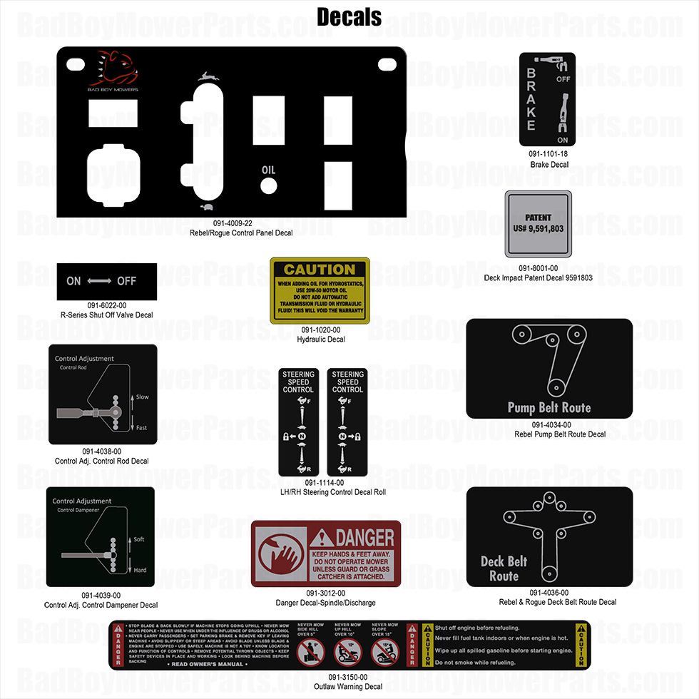 3824 - Bad Boy Mower Parts Lookup > 2025 > Rebel & Rebel X > Decals - 2